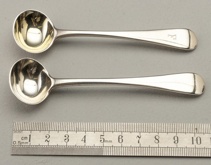 Hallmarking Interest - Victorian Silver Salt Spoons (2) with War Department Broad Arrow